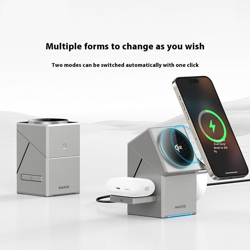 Qi2 3-in-1 Wireless Magnetic Charger with Rotation & Touch Control