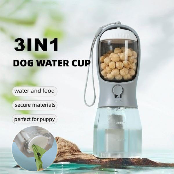 3-in-1 Pet Water Bowl – With Filter, Food Pouch & Pouches