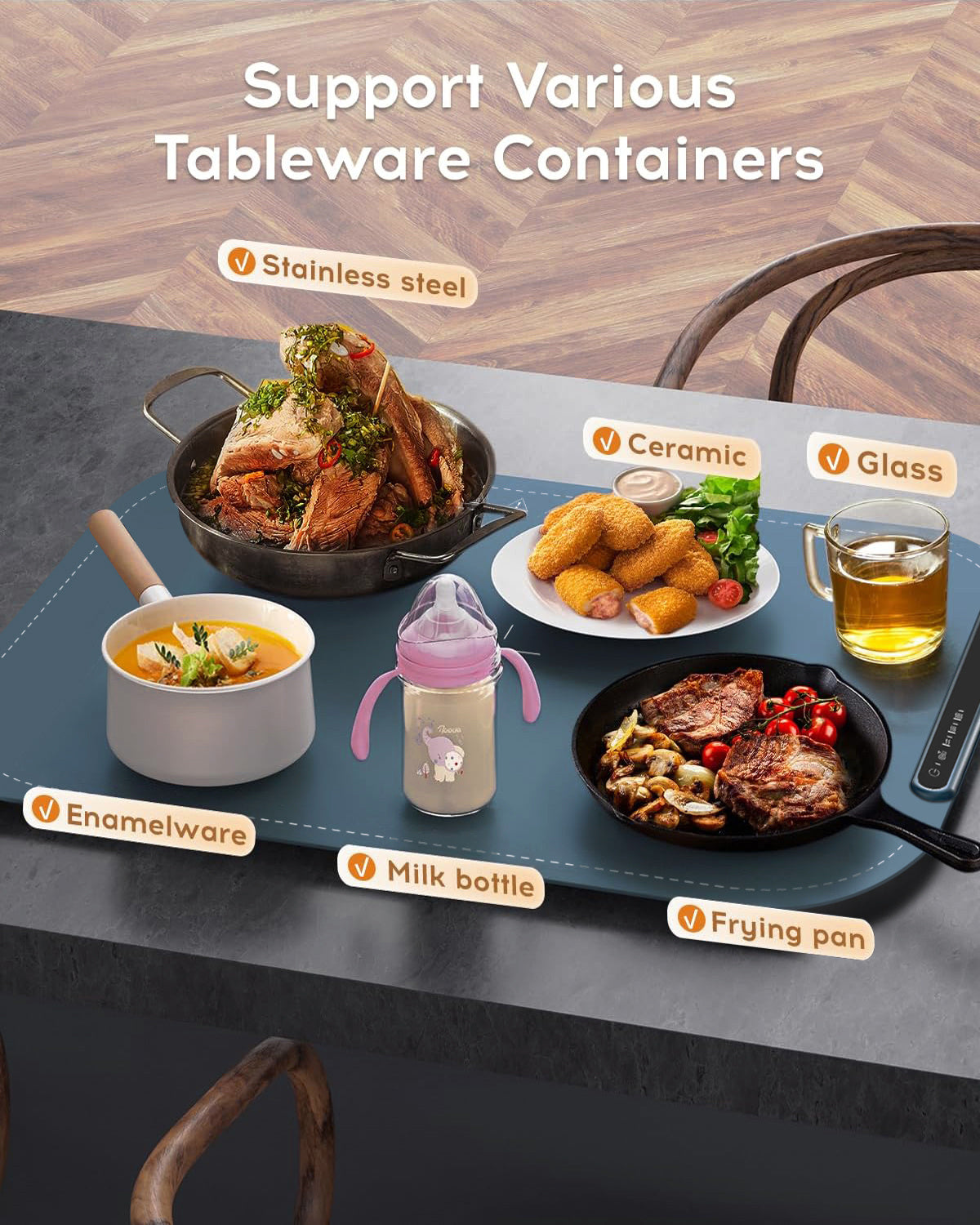 Electric Foldable Food Warmer 250W with 3 Temperature Settings