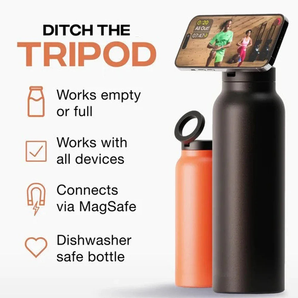 Water Bottle with Built-in MagSafe Mobile Holder