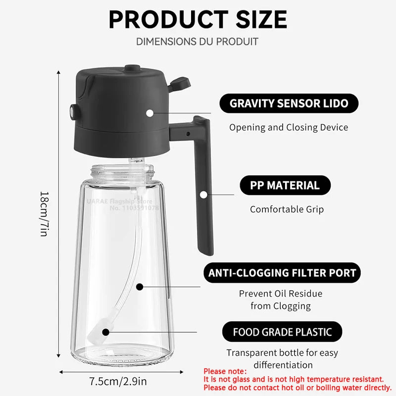 2 in 1 Oil Bottle with Sprayer & Dispenser
