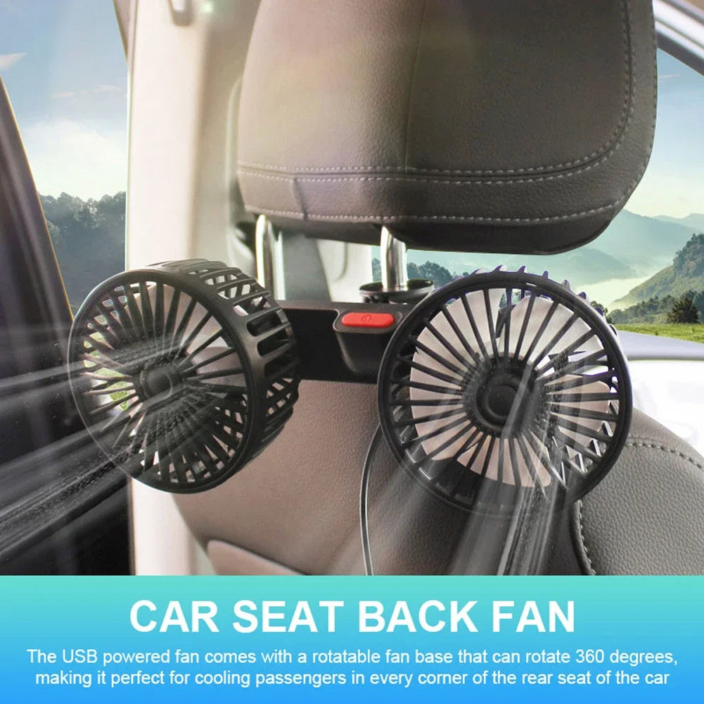 Dual Head Car Fan for Rear Seats