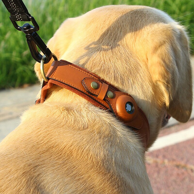Leather Dog Collar for AirTag