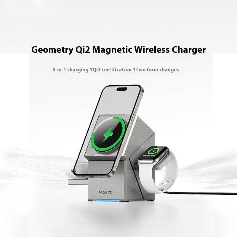 Qi2 3-in-1 Wireless Magnetic Charger with Rotation & Touch Control