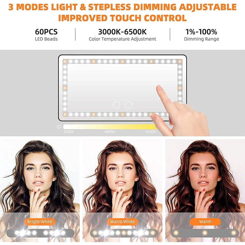 Car Makeup Mirror with LED & Rechargeable Battery
