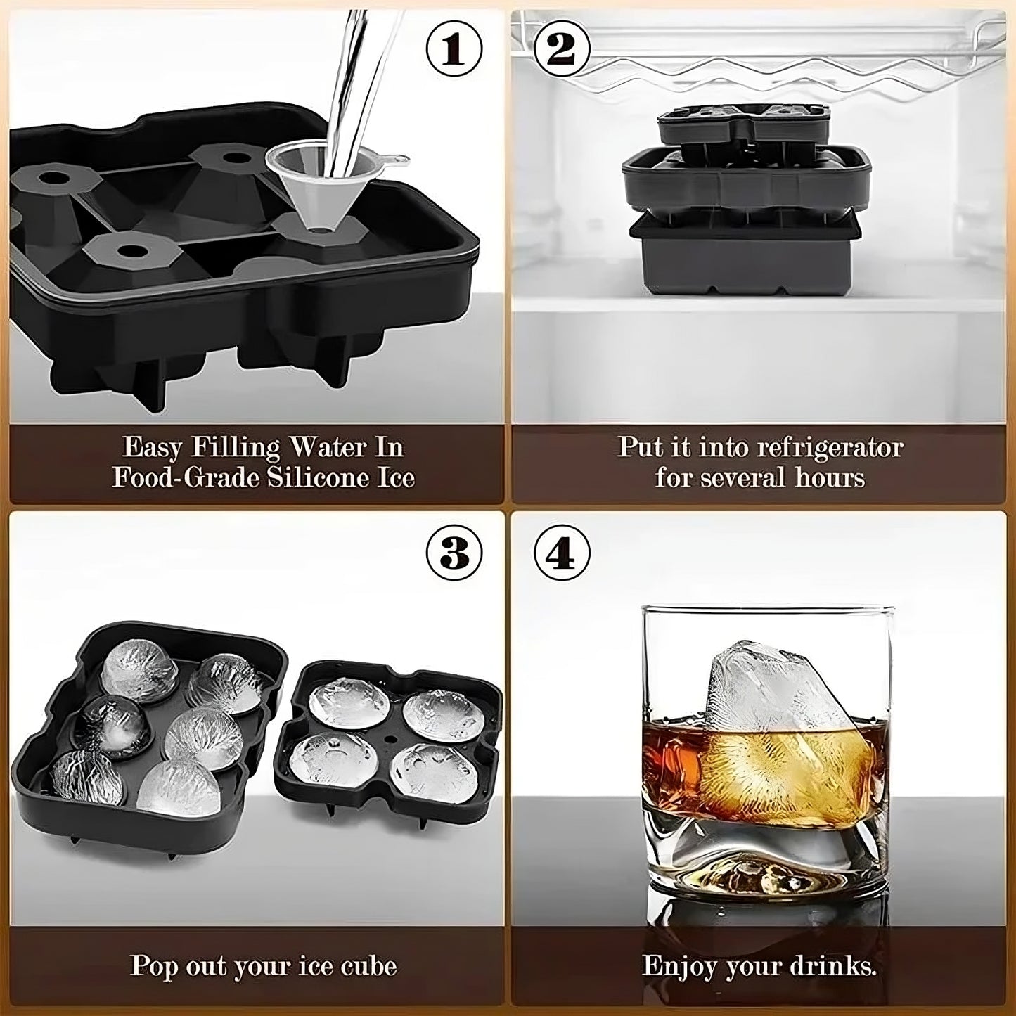 Silicone Mold for Ice Balls and Ice Cubes
