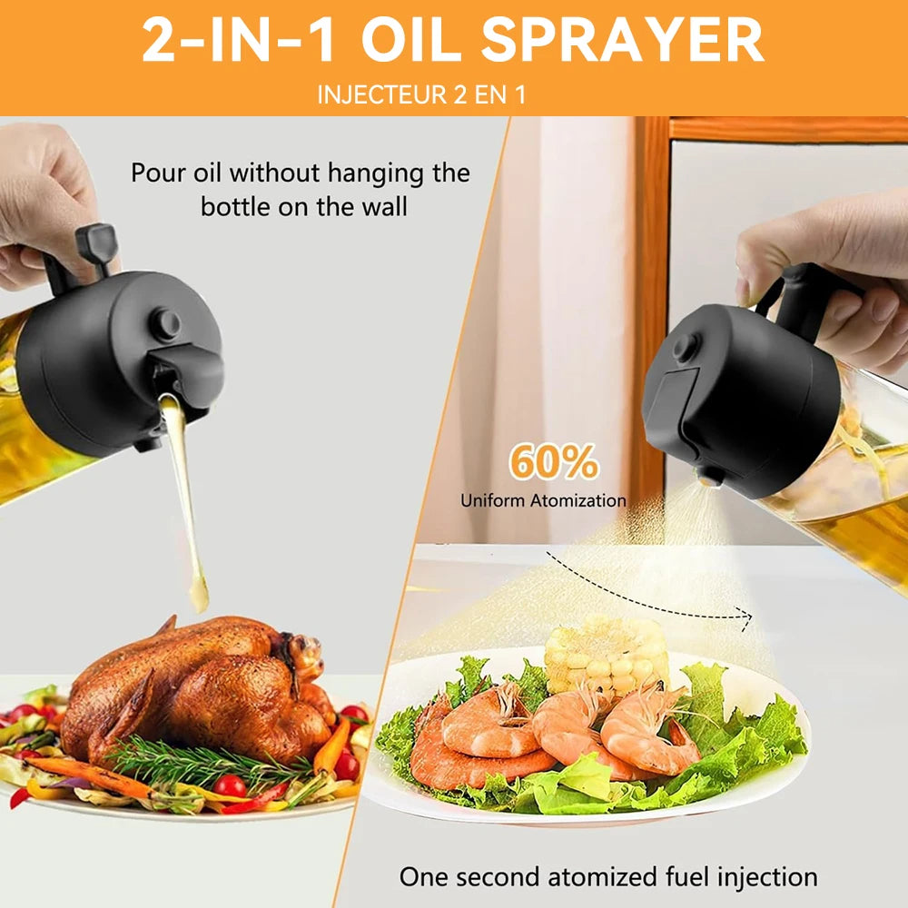 2 in 1 Oil Bottle with Sprayer & Dispenser