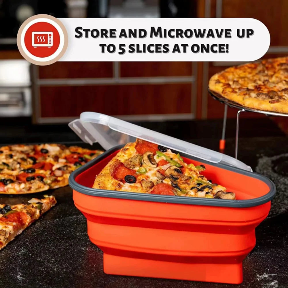 Foldable Silicone Pizza Storage Box with Lid & Dividers