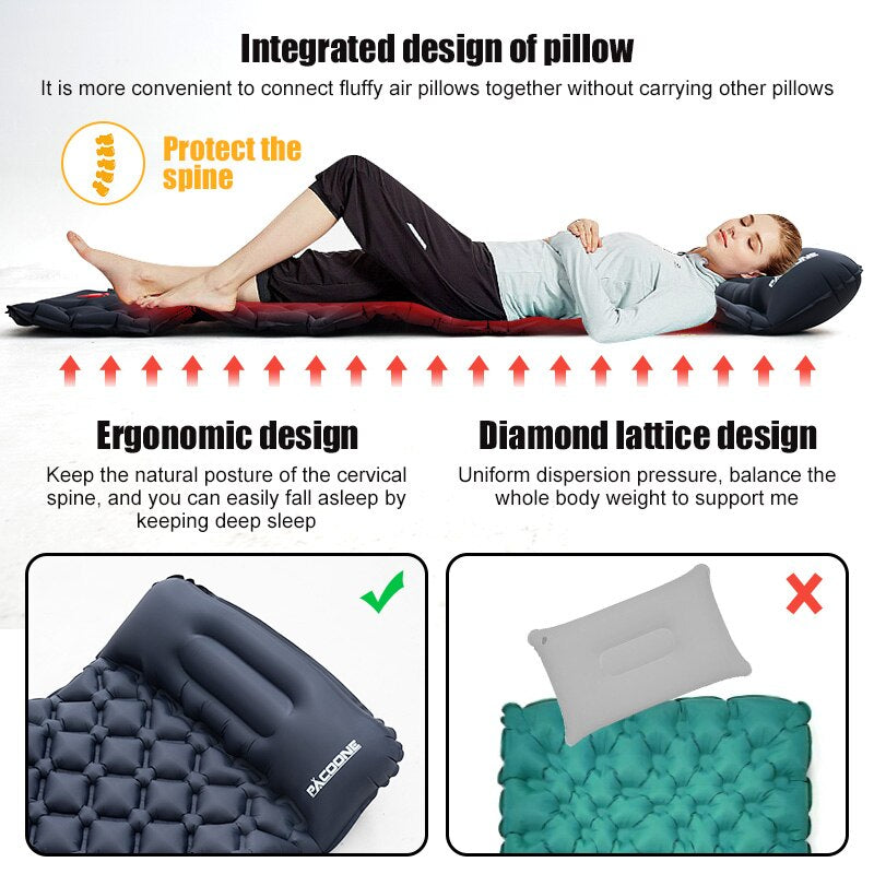 Inflatable Camping Sleeping Mattress with Built-in Pump