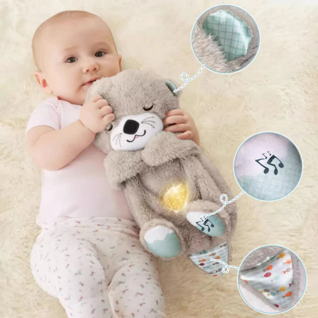 Plush Otter That Breathes with Music for Babies | Sleep Toy