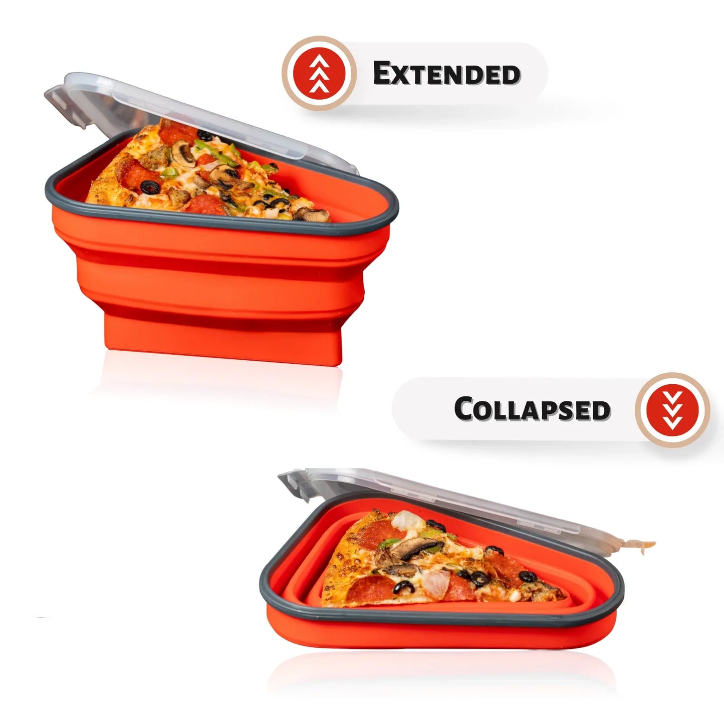 Foldable Silicone Pizza Storage Box with Lid & Dividers