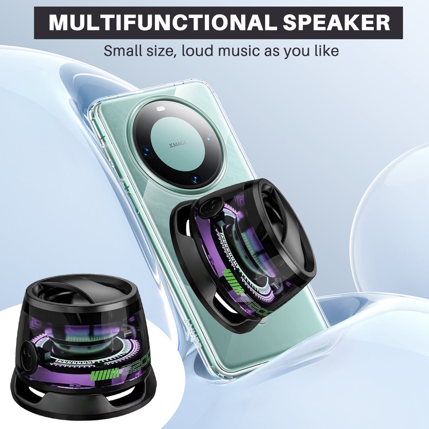 Portable Bluetooth Speaker G200 | RGB Lighting & Magnetic Phone Holder