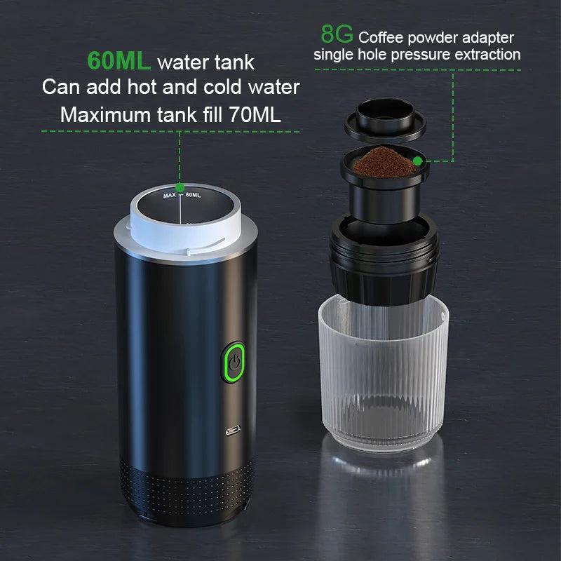Portable Coffee Maker – For Capsules, Pods & Ground Coffee