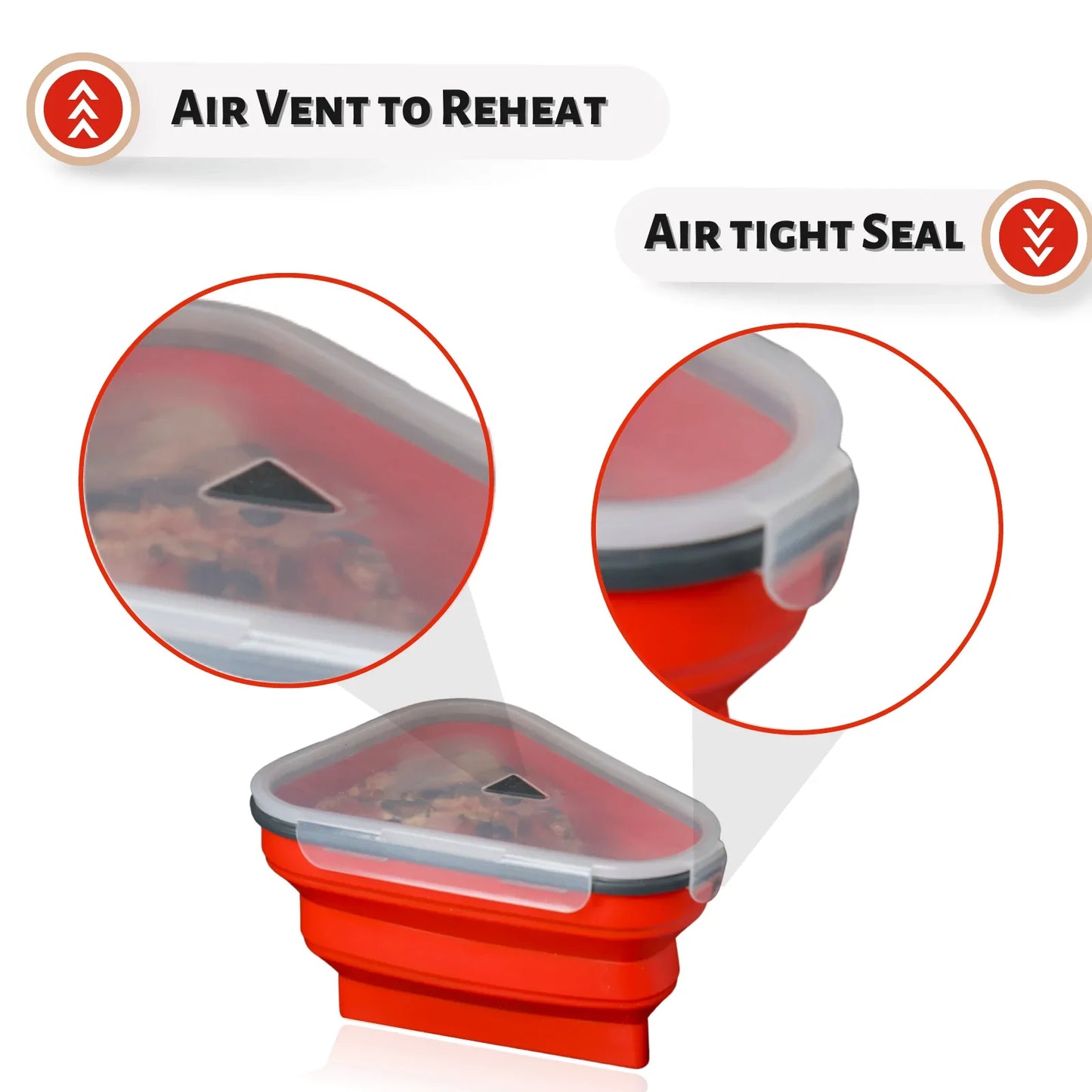 Foldable Silicone Pizza Storage Box with Lid & Dividers