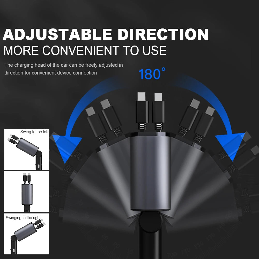 Foldable 4-in-1 Car Charger with Display & 88W