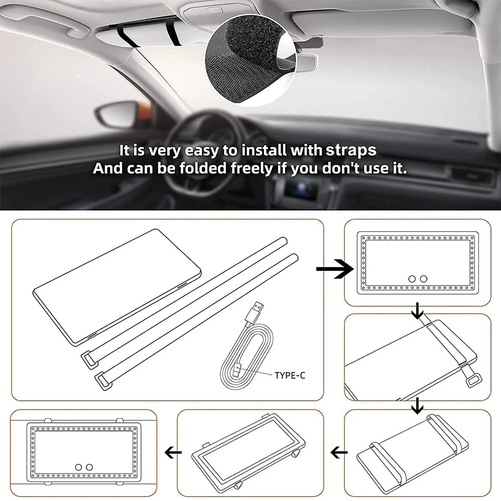 Car Makeup Mirror with LED & Rechargeable Battery