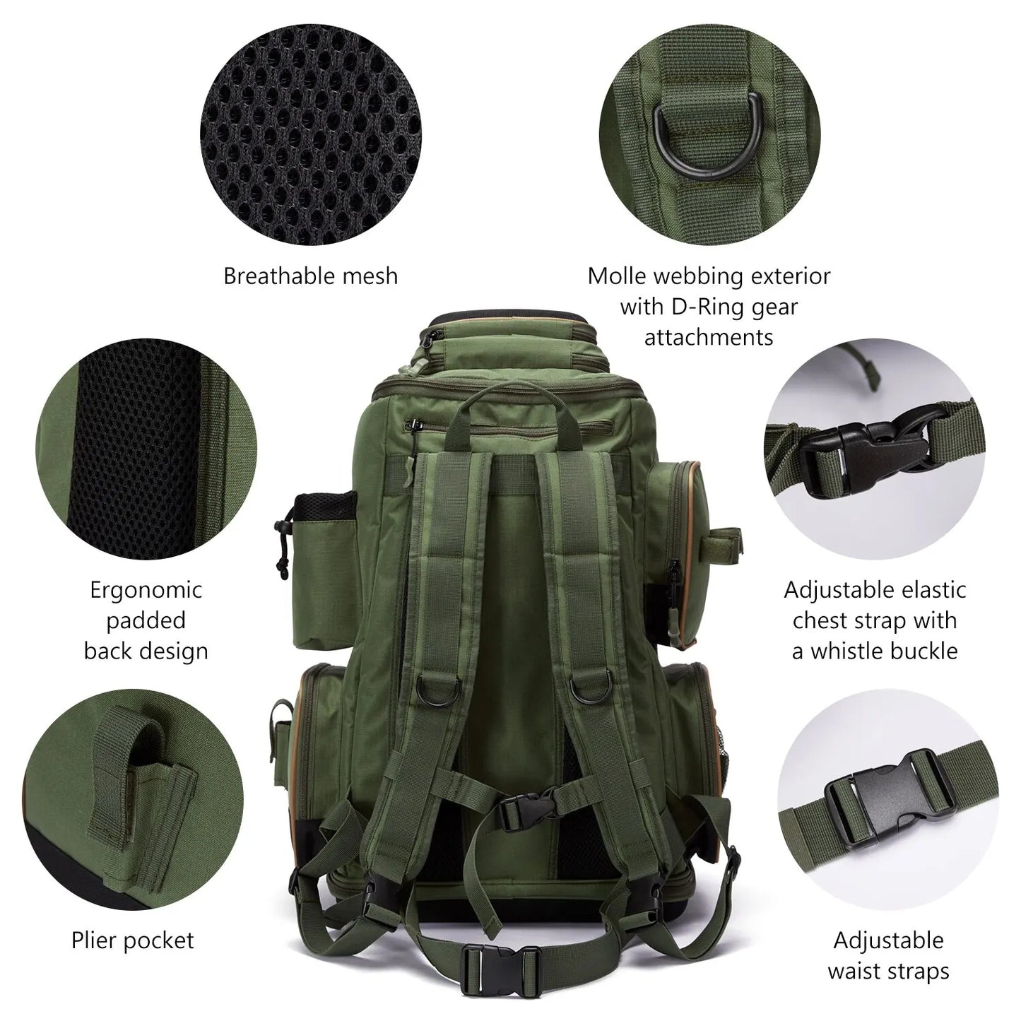 Multifunctional Fishing Backpack with Pouches & Water Resistance