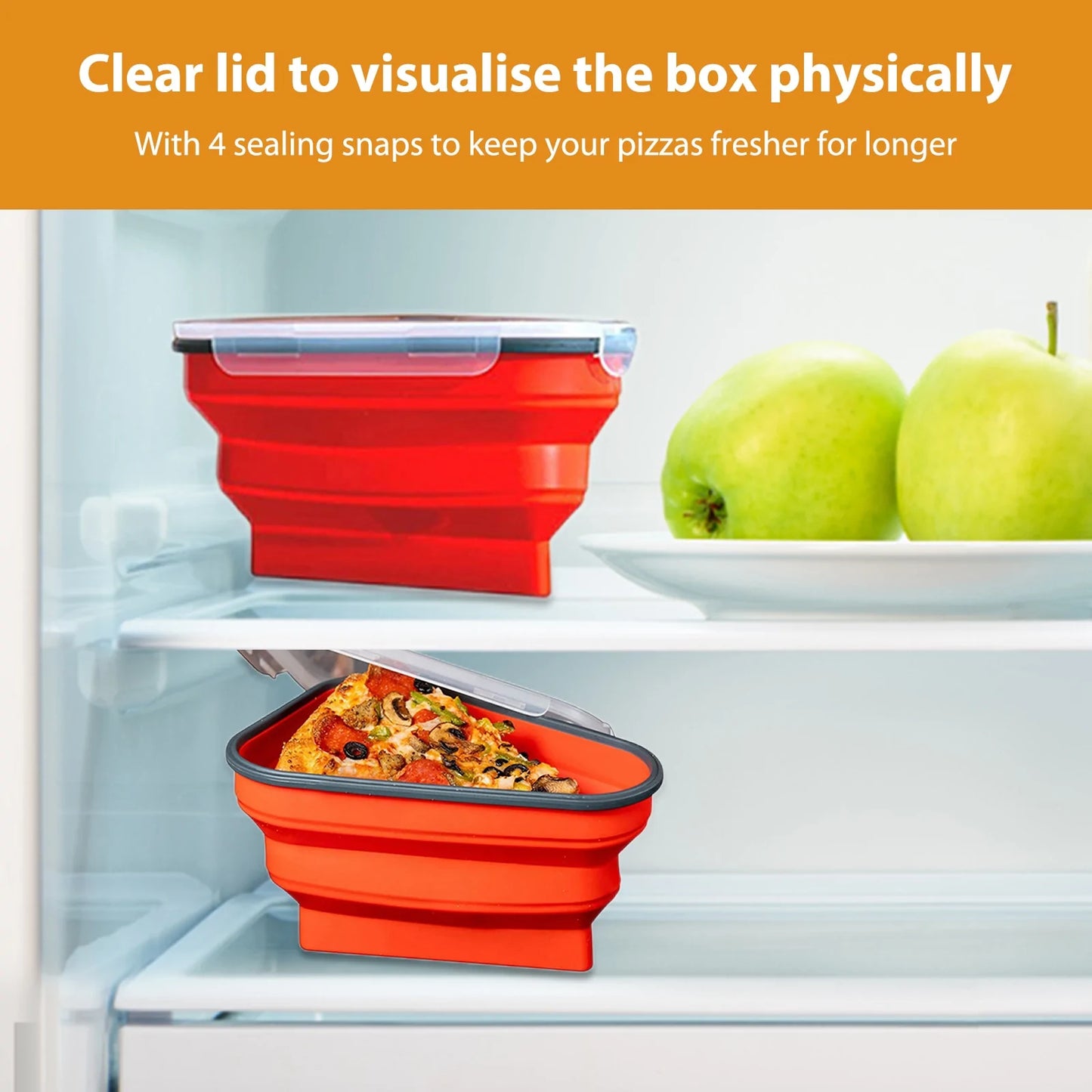 Foldable Silicone Pizza Storage Box with Lid & Dividers