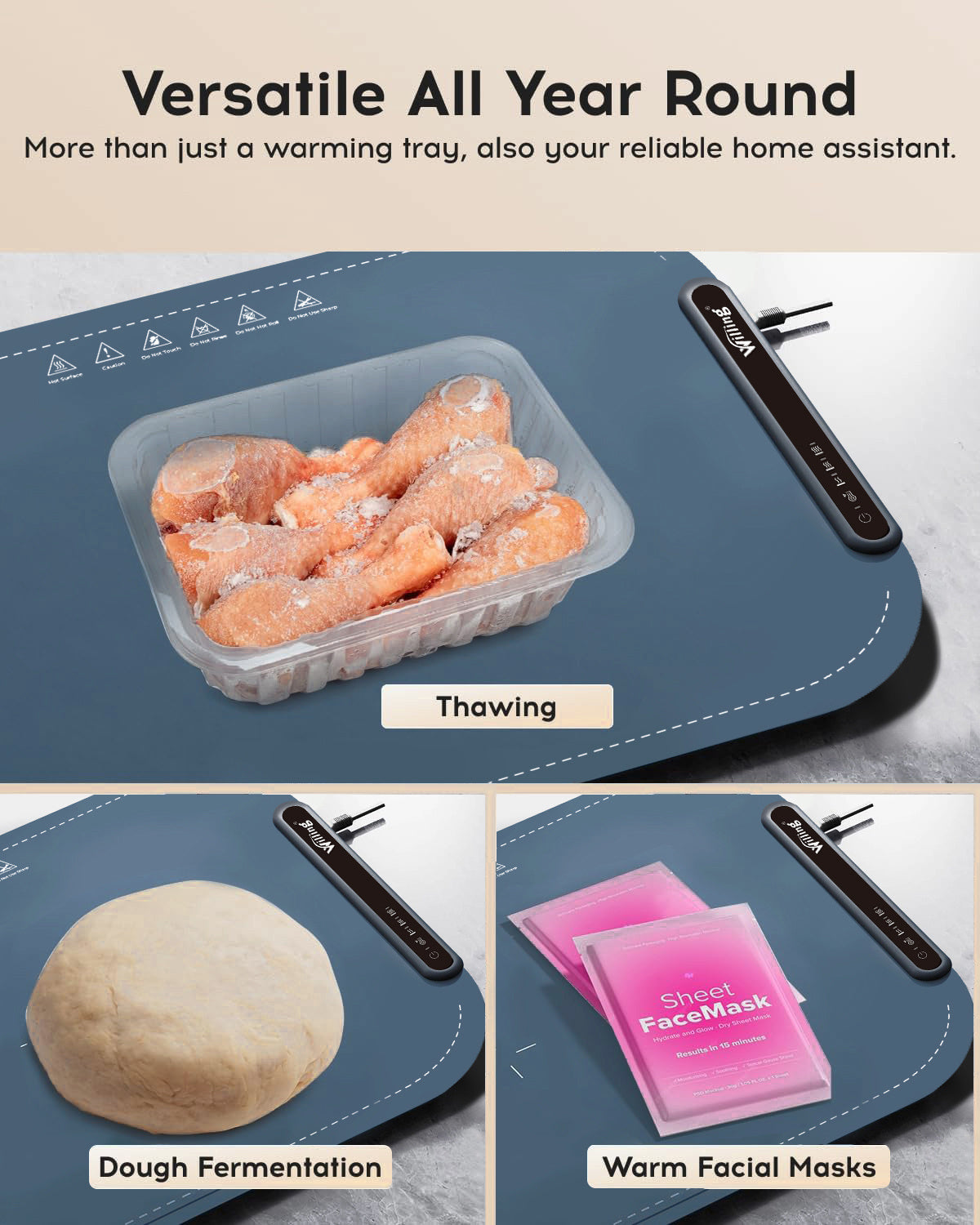 Electric Foldable Food Warmer 250W with 3 Temperature Settings