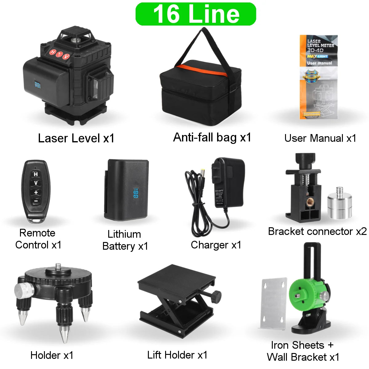Professional 3D 360° Laser Level – Green Beams, Self-Leveling, IP54