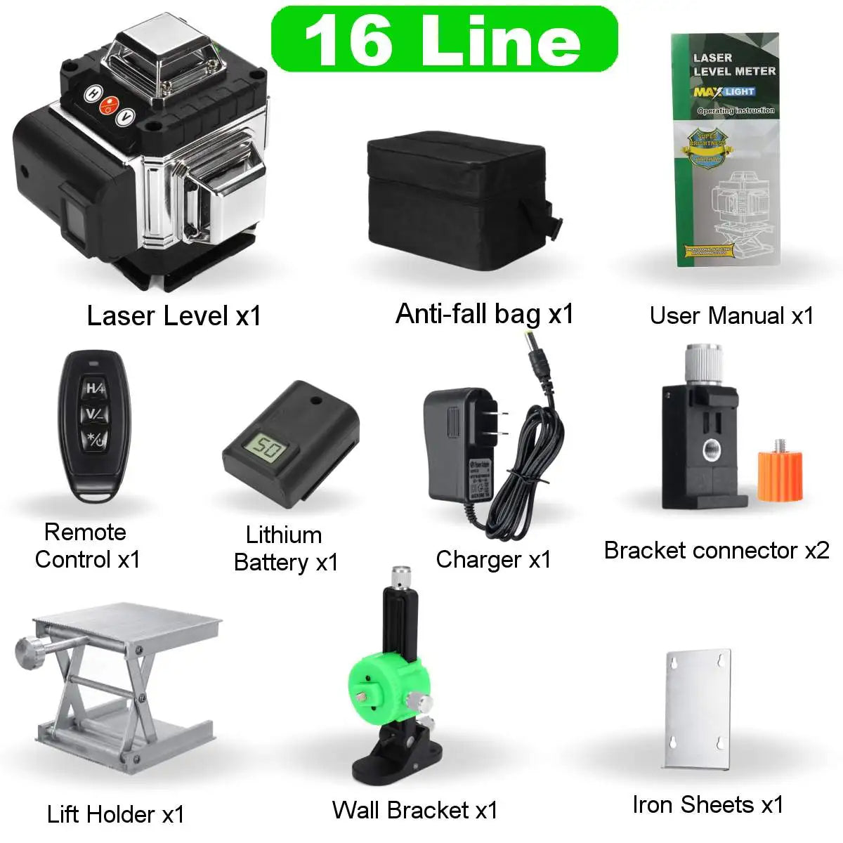 Professional 3D 360° Laser Level – Green Beams, Self-Leveling, IP54