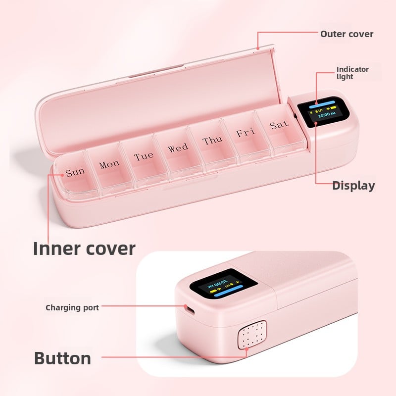 Portable timer alarm clock reminds the medicine box portioning box