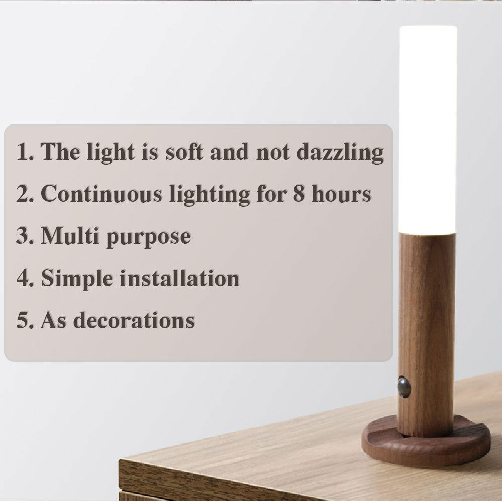 Automatic LED USB Magnetic Wooden Wireless Night Light – Lighting with PIR Motion Sensor