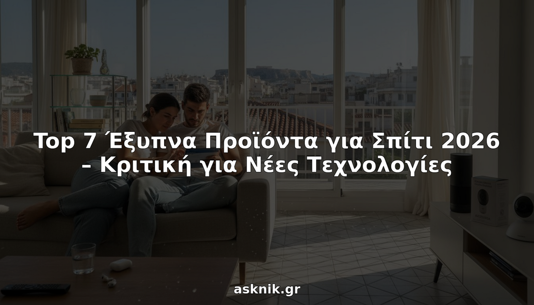Ένα ζευγάρι στην Ελλάδα απολαμβάνει τη χαλάρωσή του στο σαλόνι, περιτριγυρισμένο από έξυπνες συσκευές που κάνουν την καθημερινότητά τους πιο εύκολη και άνετη.