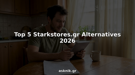 Man comparing gadget shopping sites at kitchen table