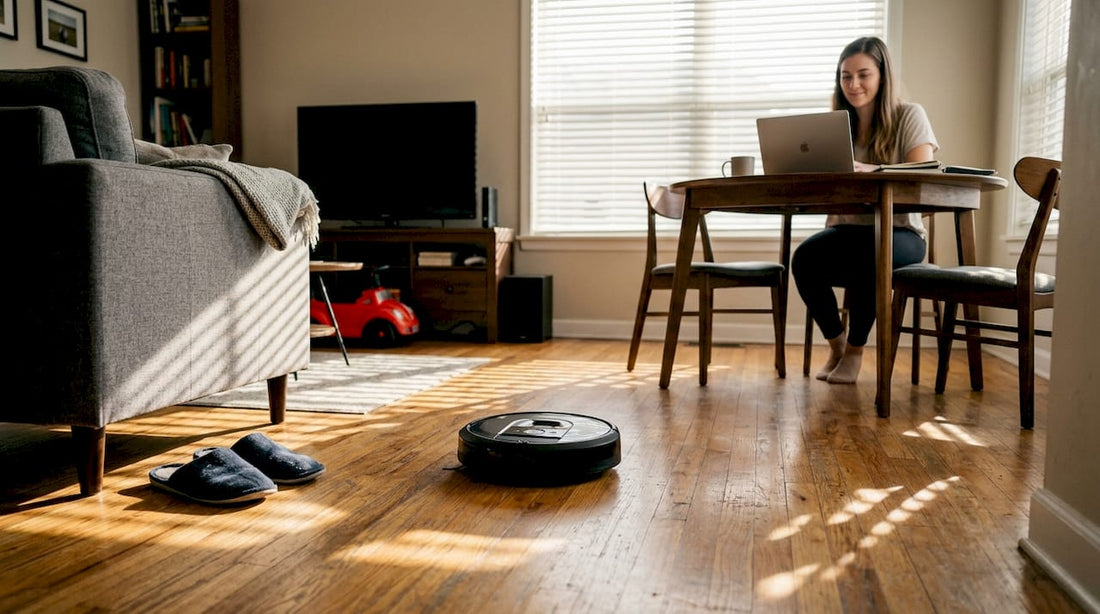 Robot vacuum cleaning hardwood living room