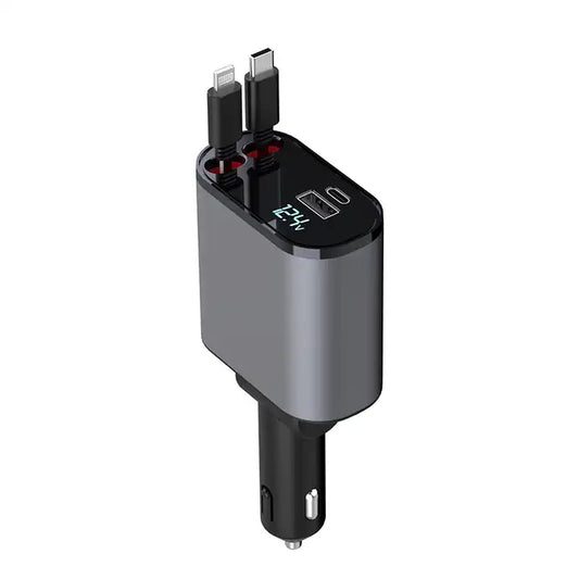 Foldable 4-in-1 Car Charger with Display &amp; 88W