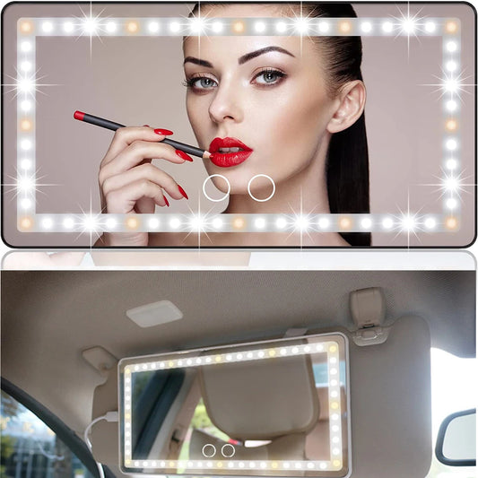 Car Makeup Mirror with LED &amp; Rechargeable Battery