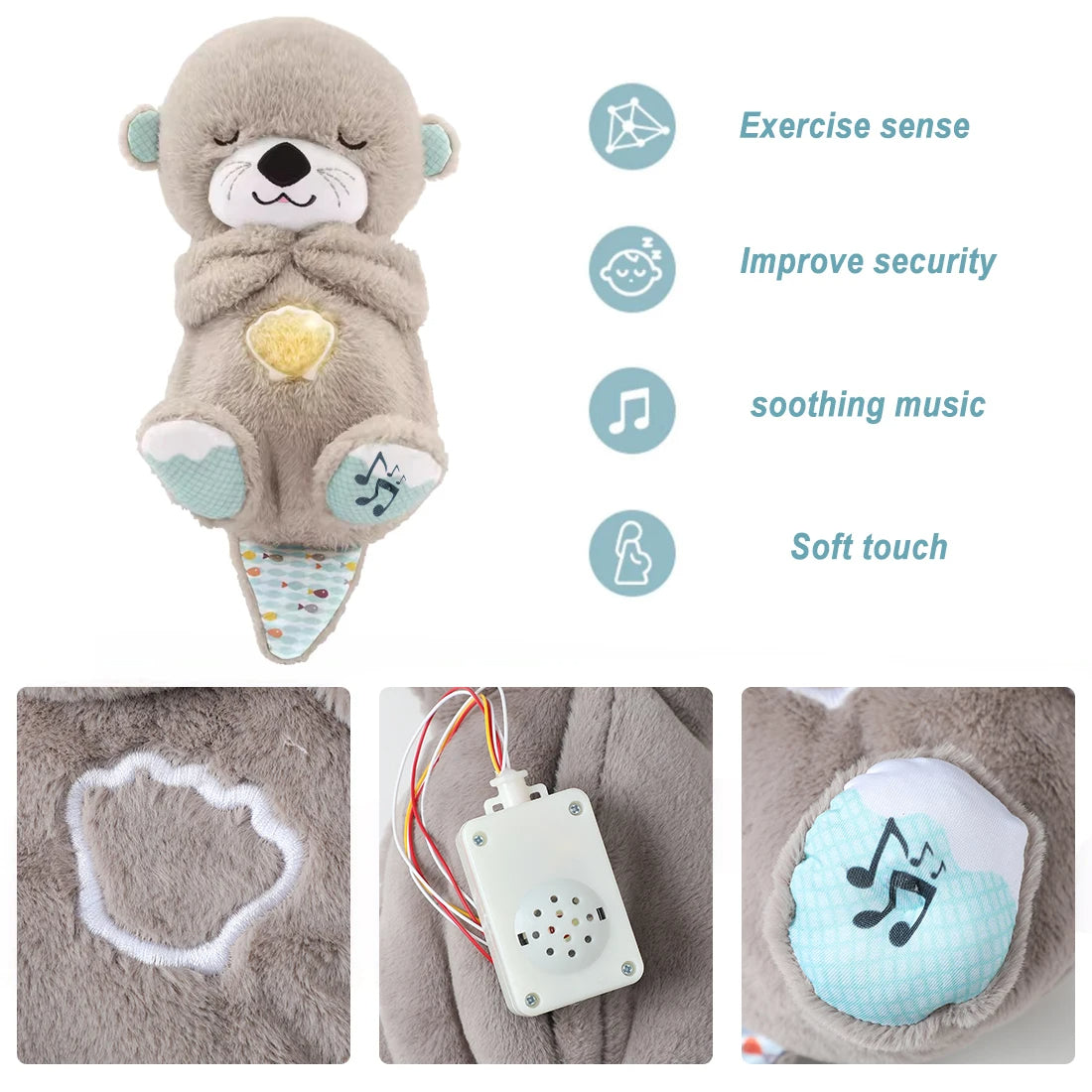 Plush Otter That Breathes with Music for Babies | Sleep Toy