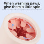 Inside of the paw cleaner with pink silicone bristles that rotate to clean