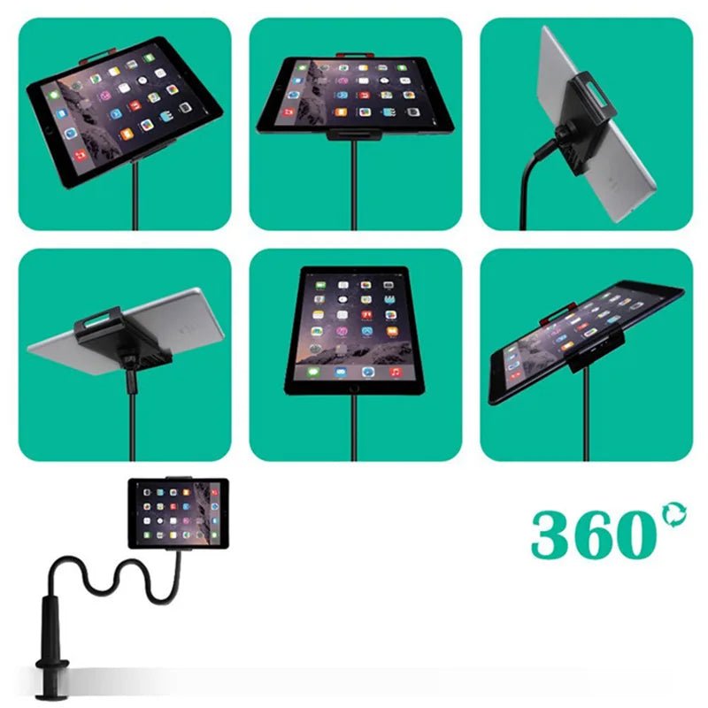 Έξι γωνίες τοποθέτησης του tablet με περιστροφή 360° στη βάση με εύκαμπτο βραχίονα
