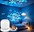 Ocean and sea designs projected in a kids' room