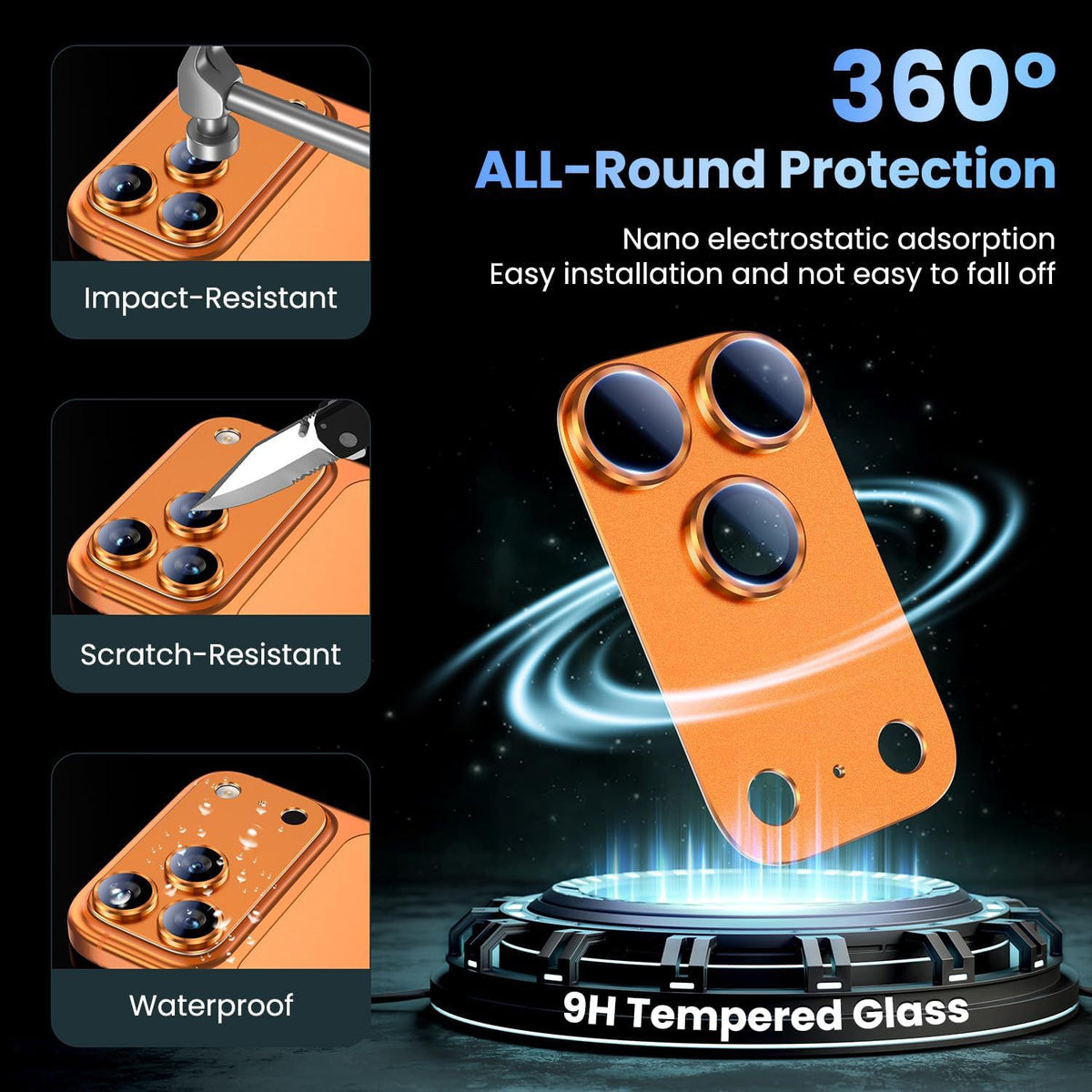 360-degree camera protection for iPhone with 9H glass