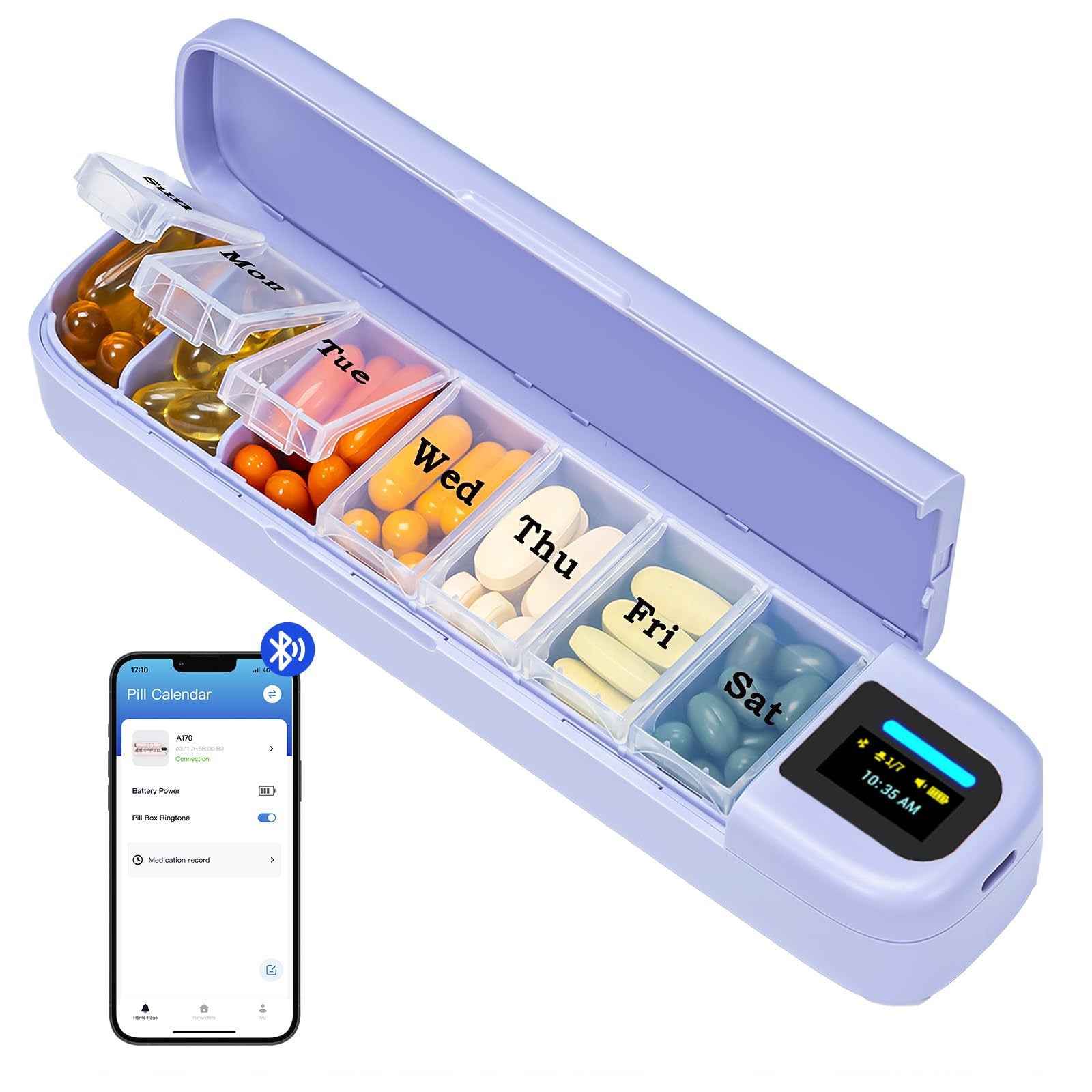Έξυπνο Κουτί Χαπιών με Ξυπνητήρι & Bluetooth | Φορητό Pill Box Υπενθύμισης - Asknik