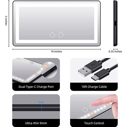 Καθρέφτης Μακιγιάζ Αυτοκινήτου με LED & Επαναφορτιζόμενη Μπαταρία - Asknik