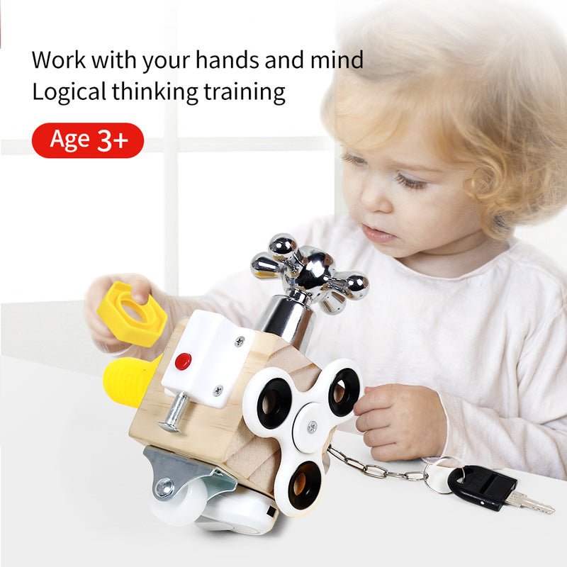 Montessori Wooden Busy Cube with Locks, Switches & Keys Secondary image