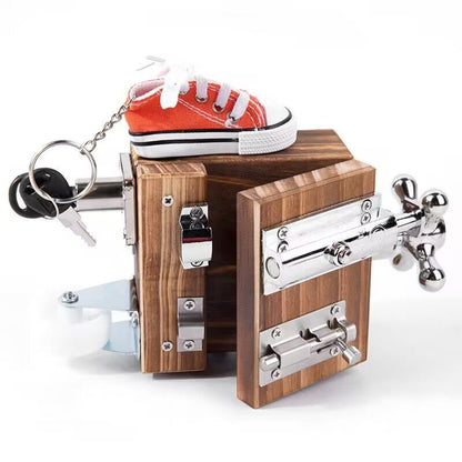 Montessori Μπλοκ Δραστηριοτήτων με Κλειδαριές – Εκπαιδευτικό Παιχνίδι για Παιδιά 18Μ+ - Asknik