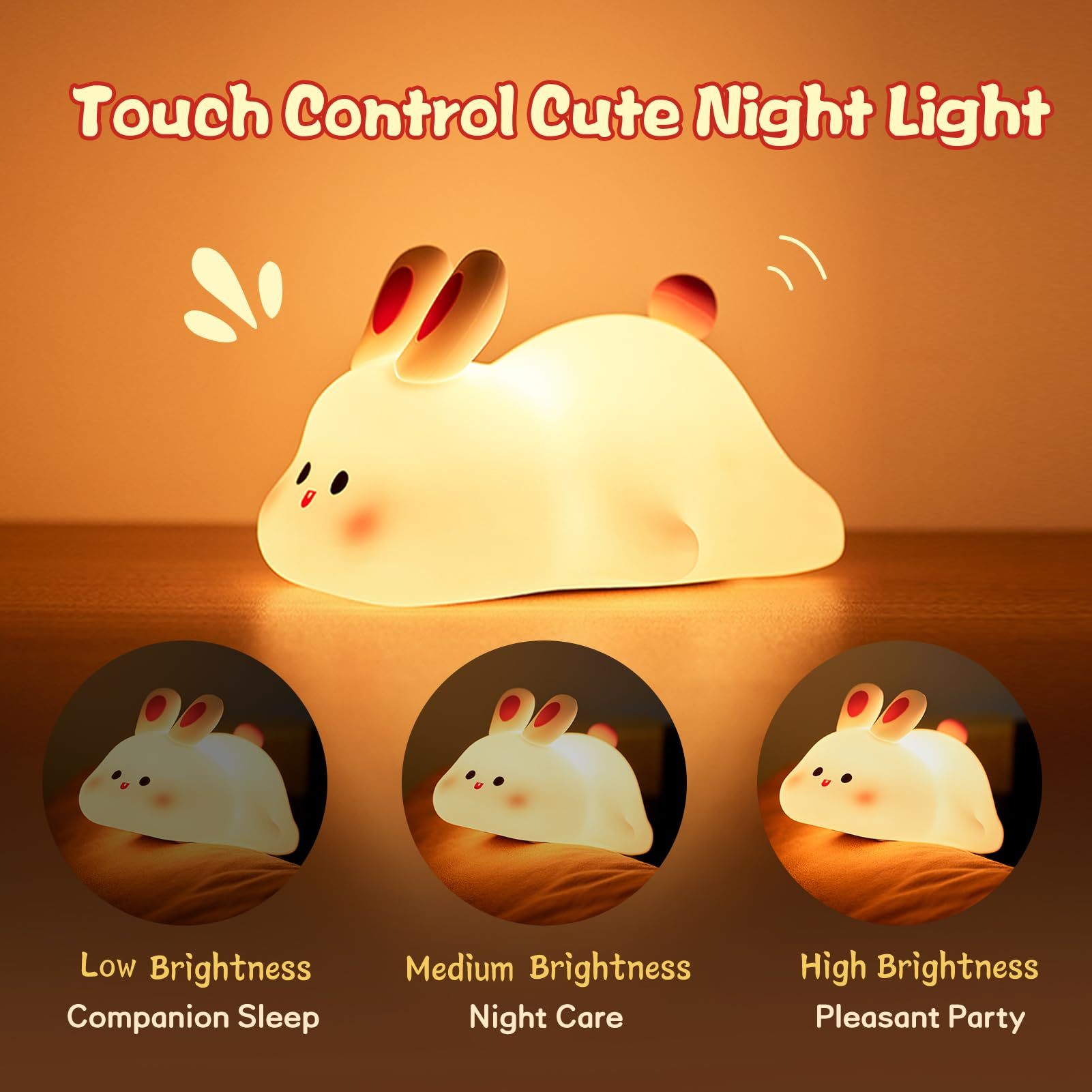 Silicone Bunny Night Light with Touch Control and Timer Secondary image