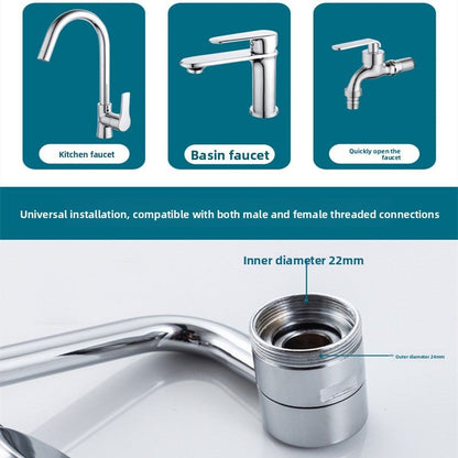 Περιστρεφόμενη Προέκταση Βρύσης 1080° Μεταλλική – Χωρίς Πιτσίλισμα - Asknik